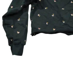 Madewell MWL Size Medium Black Floral Embroidered Cropped Sweatshirt Cozy‎ Dorm thumbnail 8