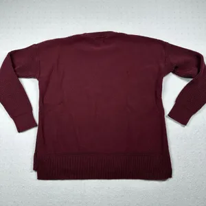 Madewell Women’s Waffle Knit Crewneck Sweater Size M Burgundy Pullover thumbnail 5