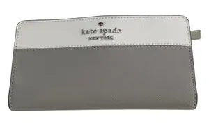 Kate Spade Staci Slim Bifold Wallet Nimbus Grey Colorblock‎ Saffiano Leather NEW thumbnail 1