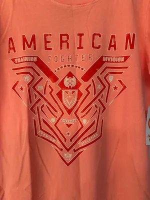 American Fighter Brimley Women's Coral Peach Graphic Cotton Tee Size XS thumbnail 5