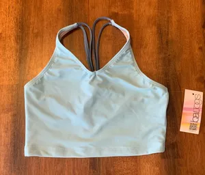 Baltogs NWT Dance Bra Top Medium Light Blue Strappy Lined Athletic Athleisure thumbnail 1