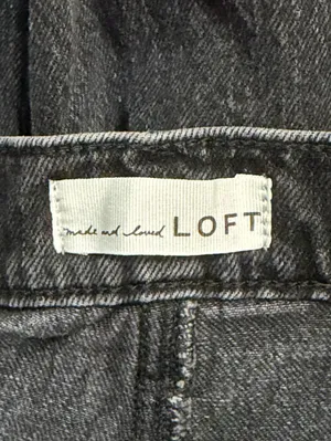 LOFT The 90s Straight Leg Jeans Washed Black Distressed High Rise Size 27 Petite thumbnail 3