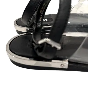 DKNY Ava Ankle T-Strap Thong Sandals Women's 6 Black Clear Minimalist Modern‎ thumbnail 6