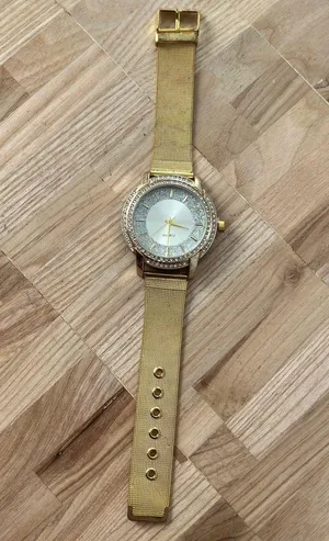 Crystal Embellishments Ladies Watch Silver Shimmery Dial Gold-Tone Bracelet thumbnail 4
