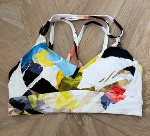 CALIA Strappy Back Ruched Bikini Top Collage Pure White Size Small Beach Coastal thumbnail 1