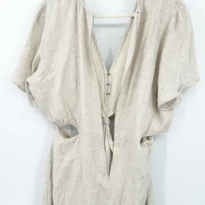 Abercrombie & Fitch Womens Boho Beach‎ Linen Blend Knotted Cutout Midi Dress XLT thumbnail 10