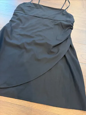 ZARA Woman Black Strappy Mini Dress Straight Neck Large - C30-109 thumbnail 2