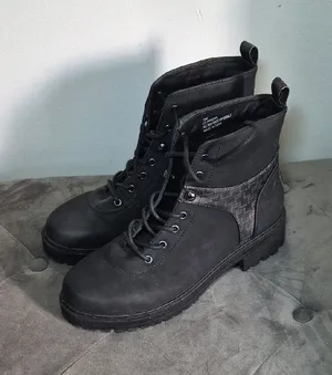 Y2K Boots London Fog Black Lace-Up Combat Boots Biker Gorpcore 10M thumbnail 1