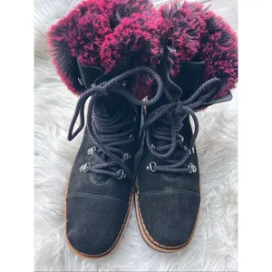 SAM EDELMAN Bowen $300 Suede Fur Collar Hiking Boots Booties Women's 9 thumbnail 7