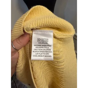 NWT Calligraphie Yellow Cable Knit Floral Embroidered Sweater Polo Top Cottage thumbnail 8