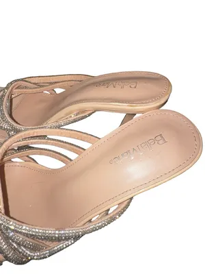 Bella Marie Blush Nude Rhinestone Strappy Mid-Heel Sandals thumbnail 7