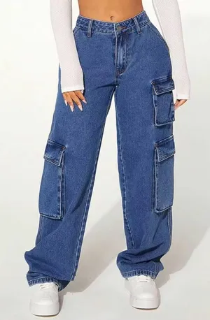 SHEIN SXY Flap Pocket Side Cargo Jeans thumbnail 1