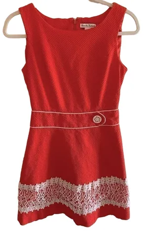 Alexandra Bartlett Orange Sleeveless A-Line Lined Dress Crochet Button Size‎ 4 thumbnail 1