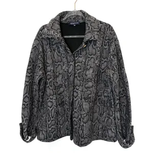 Jones New York Gray Snakeskin Wool Blend Button Front Coat Edgy Womens XL thumbnail 1
