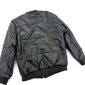 Faux Leather Bomber Jacket Quilted Coat Puffer Jacket Padded Jacket Winter Lined Black Size M thumbnail 5