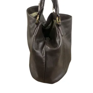 G.I.L.I. Pebbled Leather Hobo Tote Bag Brown Everyday Office Travel Weekender thumbnail 5