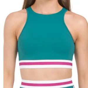 Wilo Teal Striped Band Sports Bra Size L Nwot thumbnail 1