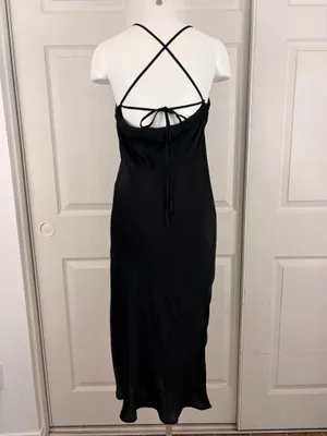 Urban Outfitters black criss-cross back maxi slip dress thumbnail 6