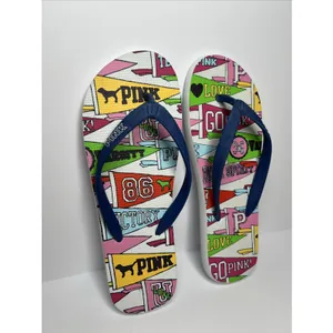 Victoria's Secret PINK Flip Flops Large Collegiate‎ Pennant Love Spirit New thumbnail 3