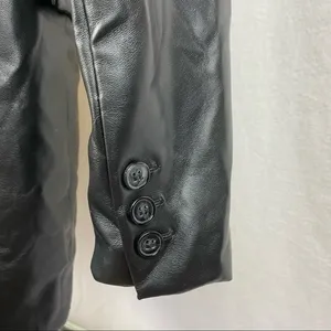 Joie Black Vegan Leather Button Up Jacket Blazer M Medium thumbnail 4