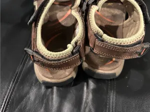 Abeo Brown & Cream Kids Adjustable Outdoor Sandals with Orange Accents thumbnail 4