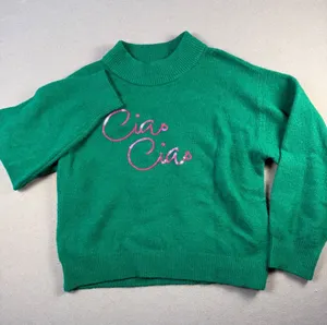 A New Day Green Ciao Ciao Sequin Mock Neck Sweater Womens Large Emerald Pink thumbnail 1