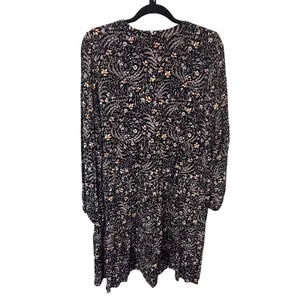 Maeve Anthropologie Amber Tiered Tunic Dress Black Floral Size XL Long Sleeve thumbnail 3
