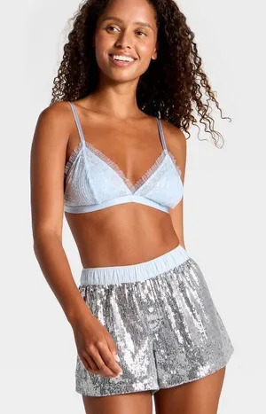 ✨ Wild Fable Silver Sequin Sleepwear Boxer Shorts - Size XXS thumbnail 1
