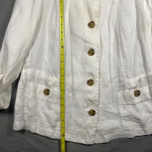 Coldwater‎ Creek Cream 100% Linen Button Front Utility Jacket Women Size 4-6 thumbnail 8