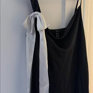 Forever 21 black satin dress with a white bow accent thumbnail 5