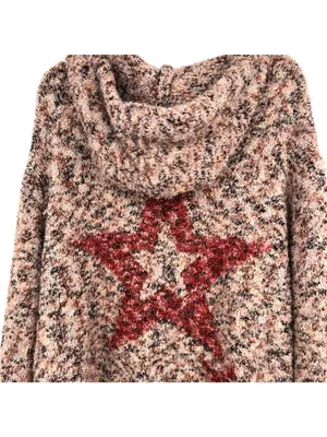 POL Red Star Pink Hooded Knit Cardigan Size Large Cozy Celestial Alt-Boho thumbnail 2