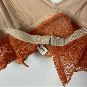 Madewell‎ Longline Lace Bralette Beige Blush & Orange M thumbnail 5