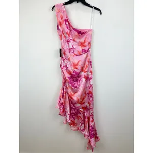 Lulus Divinely Blooming Pink Multi Floral One-Shoulder Midi Dress Party XS NWT thumbnail 8