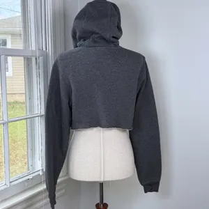 Nike Gray Cut Off Sweatshirt Hoodie Small Comfy Athleisure Raw Hem Reworked thumbnail 7