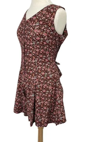 Vintage Sostanza Romper Ditsy Floral Button Front Mini Dress Burgundy Womens M thumbnail 6