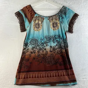Vintage Y2K 2000's Agenda Small S Top Babydoll Lace Woodland‎ Forrest Goblincore thumbnail 8