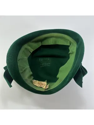 Vintage Edco Riviera Emerald Green Velour Hat with Bow Details thumbnail 8
