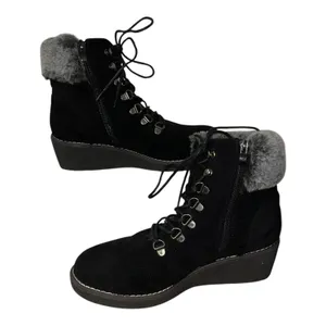 Boutique By Corkys Fox Bay Ankle Boots‎ Womens 9 Black Faux Suede Wedge Heel thumbnail 4