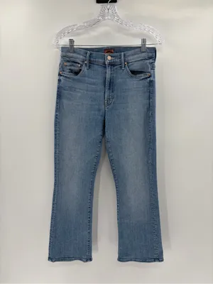 Mother denim the insider cropped a side of beans blue straight leg jeans sz 27 thumbnail 4