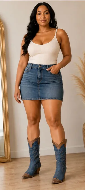 Dollhouse Blue and Brown Denim Heeled Boots thumbnail 1