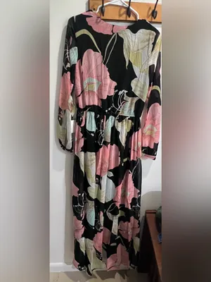 Lulus NWT Women Medium Black Pink Floral Lily Print Maxi Dress Summer Wedding thumbnail 7