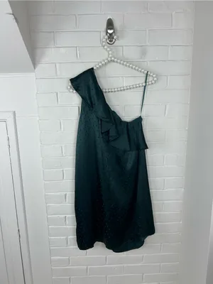 NWT Madewell Green Silk Polka Dot One Shoulder Dress Size 4 thumbnail 9