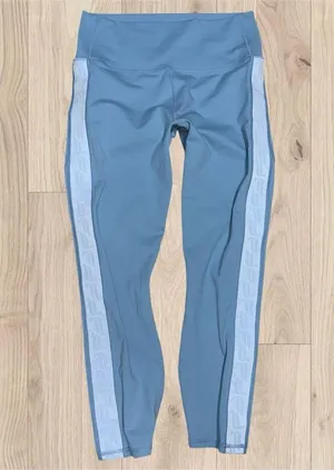 Fabletics High Waisted Powerhold Baby Blue Logo Stripe Leggings Women’s Medium thumbnail 2