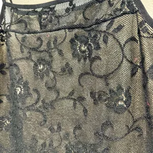 Vintage 90s Express Tricot Black Floral Mesh Lace Cami Top M thumbnail 3