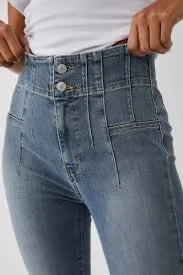 We The Free Medium Wash Indie High Rise Corset Waist Skinny Jeans Sz 32 thumbnail 1