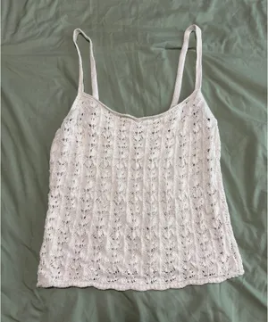 Aritzia Wilfred Gemma White Crochet Tank thumbnail 2