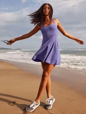 Beyond Yoga Spacedye Court Appeal Mini Dress Size XL Indigo Heather Athleisure thumbnail 2
