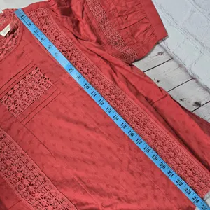 Universal Thread Womens XL Pink Eyelet‎ Lace Trim Puff Short Sleeve Top Blouse thumbnail 8