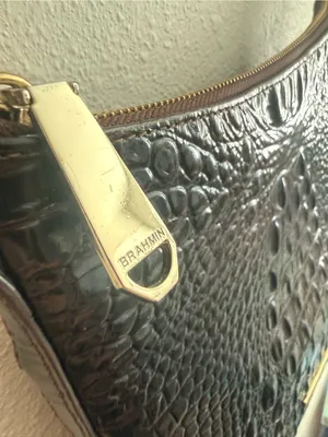 Brahmin Katie Crossbody Bag in Chocolate Melbourne Croc-Embossed Leather thumbnail 12