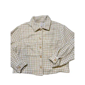 Anthropologie Dolan Cropped Cream & Tan Houndstooth Jacket NEW thumbnail 2